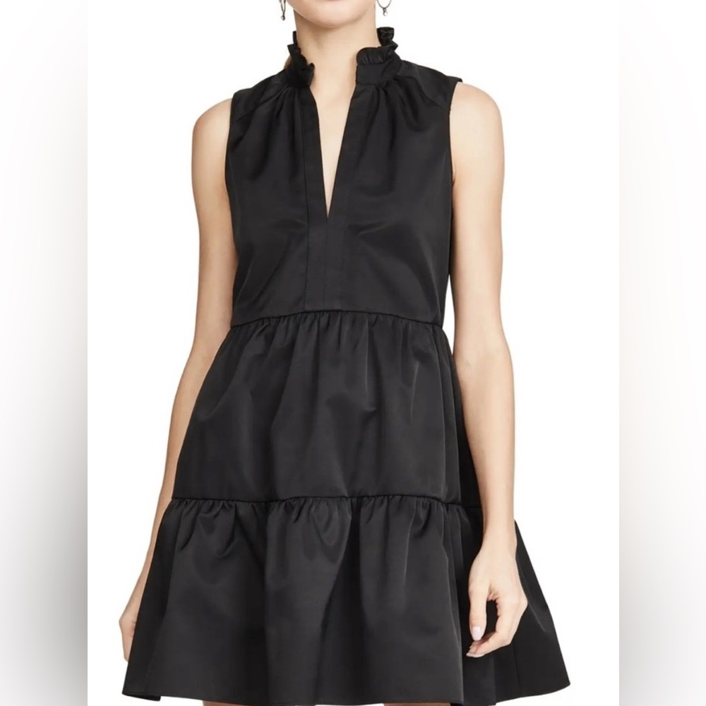 Amanda Uprichard Black Sateen Saffron Sleeveless Mini Cocktail Dress - Large L